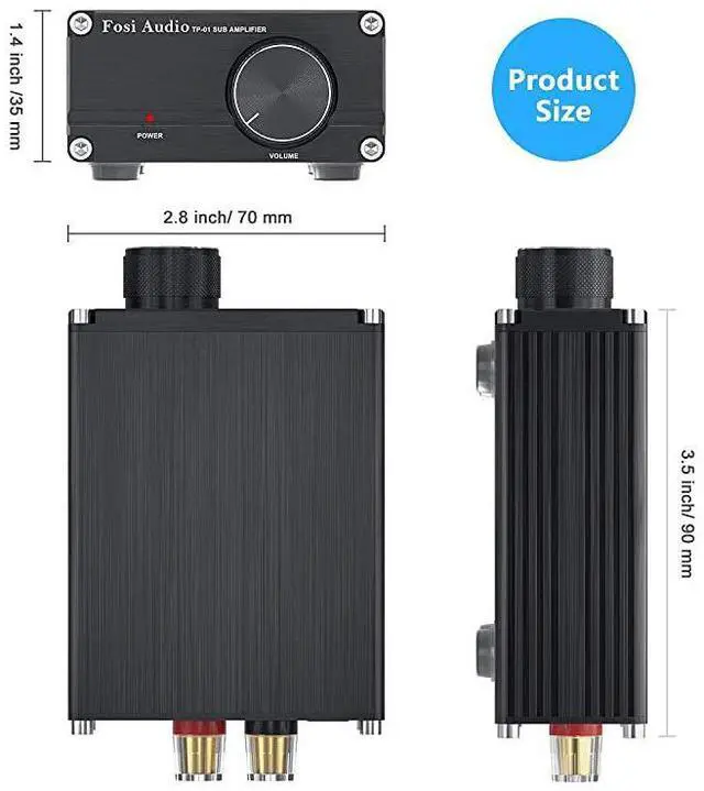 Alt view image 6 of 7 - FOR-Amplifier Receiver 100Watt Mini HiFi Digital Class D Integrated Stereo Audio Amp for Sub Bass + Power Supply TP01