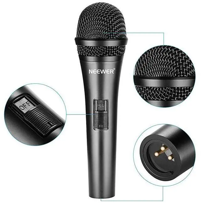 Alt view image 5 of 7 - FOR-Cardioid Dynamic Microphone with XLR Male to XLR Female Cable, Rigid Metal Construction for Professional Musical Instrument Pickup, Vocals, Broadcasting, Speech, Black (NW-040)