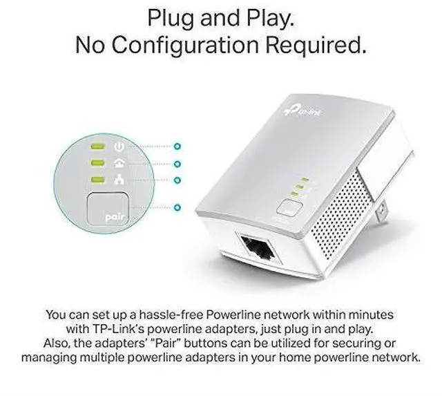 Alt view image 4 of 5 - FOR-AV600 Powerline Ethernet Adapter PlugPlay Power Saving Nano Powerline AdapterTLPA4010 KIT