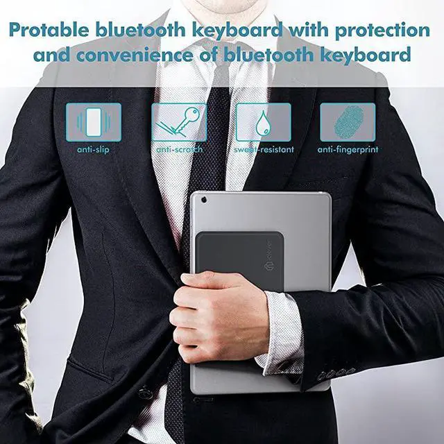 Alt view image 5 of 7 - FOR-BK06 Bluetooth Keyboard - Multi-Device Portable Keyboard Bluetooth 5.1 for iOS, Android, Windows, Tablet Smartphone Laptops Mac, Rechargeable Battery Ergonomic Design - Foldable Keyboard