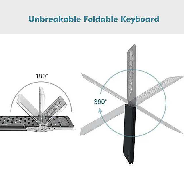 Alt view image 6 of 7 - FOR-BK06 Bluetooth Keyboard - Multi-Device Portable Keyboard Bluetooth 5.1 for iOS, Android, Windows, Tablet Smartphone Laptops Mac, Rechargeable Battery Ergonomic Design - Foldable Keyboard