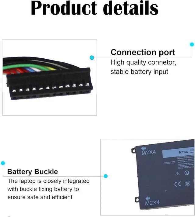 Alt view image 3 of 7 - FOR-97WH 6GTPY Laptop Battery for Dell XPS 15 9560 9570 9550 7590 Precision 5510 5520 5530 Vostro 7500 5XJ28 i7-7700HQ 5D91C GPM03 4GVGH 1P6KD