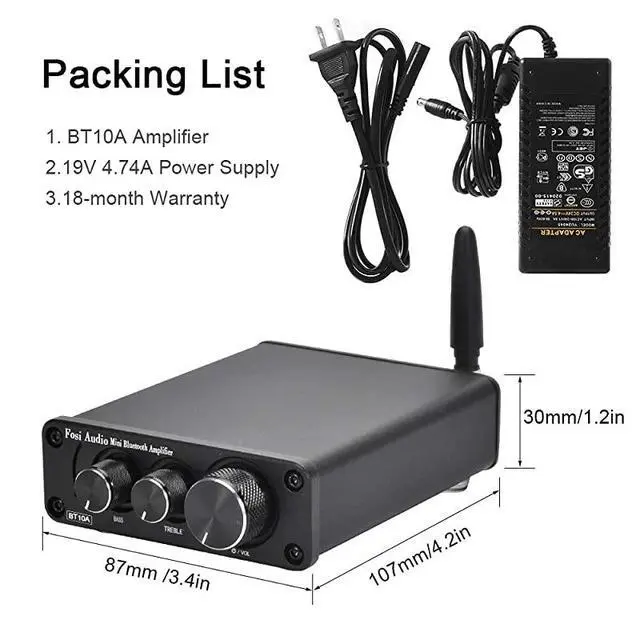 Alt view image 5 of 6 - FOR-Bluetooth 50 Stereo Audio Amplifier Receiver 2 Channel Class D Mini HiFi Integrated Amp for Home Speakers 50W x 2 TPA3116 BT10A