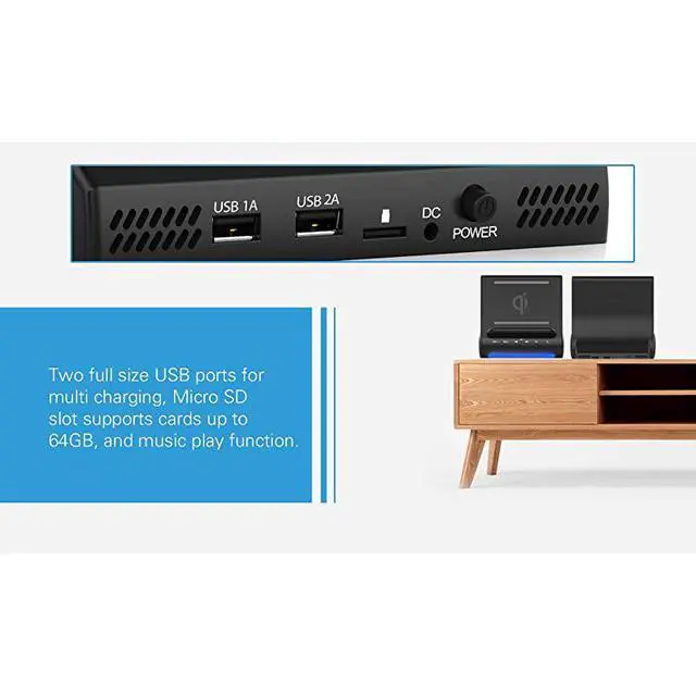 Alt view image 6 of 7 - FOR-Dockall D100 Qi Wireless Charger Bluetooth Premium Speakers Docking Station with Built in Mic Handsfree call 3 in 1 Station for iPhone and Samsung phone