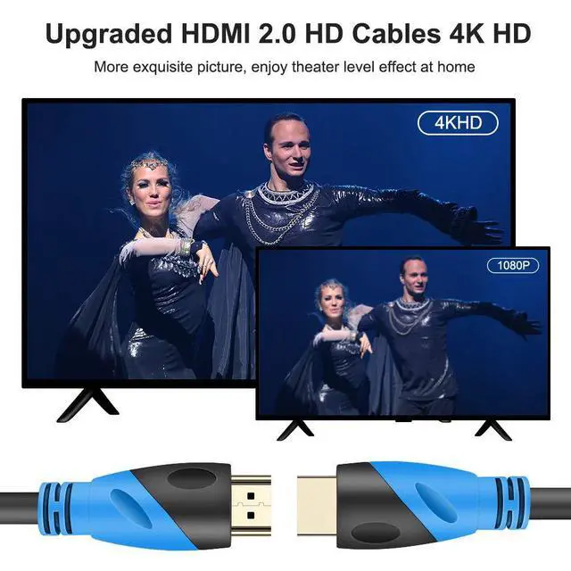 Alt view image 6 of 7 - FOR-4K HDMI Cable 100FT - (HDMI 2.0 18Gbps) Ultra High Speed Gold Plated Connectors Ethernet Audio Return Video 4K FullHD1080p 3D Compatible with Xbox Playstation Arc PS3 PS4 PS9 PC HDTV