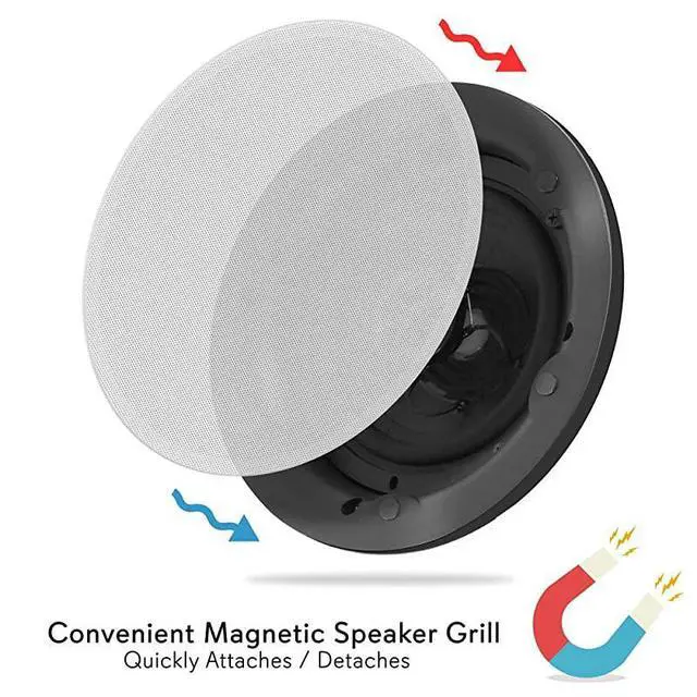 Alt view image 6 of 7 - FOR-Ceiling and Wall Mount Speaker 8 2Way 70V Audio Stereo Sound Subwoofer Sound with Dome Tweeter 600 Watts inWall inCeiling Flush Mount for Home Surround System  PDIC8LT White