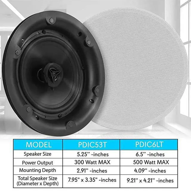 Alt view image 4 of 7 - FOR-Ceiling and Wall Mount Speaker 8 2Way 70V Audio Stereo Sound Subwoofer Sound with Dome Tweeter 600 Watts inWall inCeiling Flush Mount for Home Surround System  PDIC8LT White