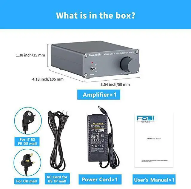 Alt view image 6 of 7 - FOR-2 Channel Stereo Audio Amplifier Receiver Mini HiFi Class D Integrated Amp for Home Speakers 160W x 2 + 24V Power Supply
