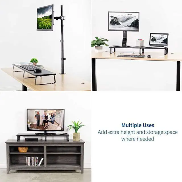 Alt view image 4 of 7 - FOR-Black 39 inch Extra Long Monitor Riser Wood Steel Desktop Stand | Dual Screen TV Keyboard Laptop Ergonomic Desk and Tabletop Organizer STANDV000DL