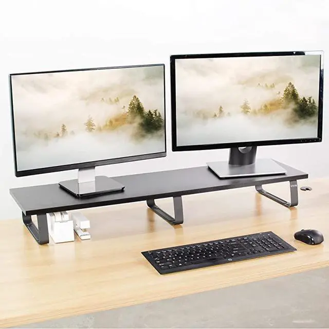 Alt view image 5 of 7 - FOR-Black 39 inch Extra Long Monitor Riser Wood Steel Desktop Stand | Dual Screen TV Keyboard Laptop Ergonomic Desk and Tabletop Organizer STANDV000DL