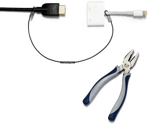 Main image of FOR-Cable Tethers Black 10 Pack | PatentPending PreAssembled Adapter Tethers | Secure Your Computers Adapters Mac Dongles | Easy Installation | Free Crimping Tool