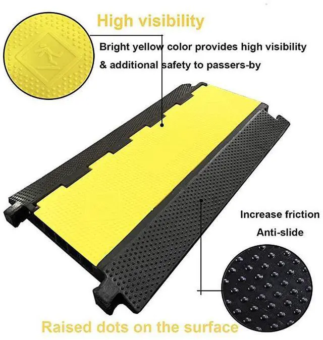 Alt view image 3 of 7 - FOR-5 Channel Rubber Cable Protector Ramp Traffic Speed Bump 18000lbs Capacity Heavy Duty Cable Protective Cover Ramp Driveway Hose Cord Track Protector Wires Concealer wFlipOpen Top Cover