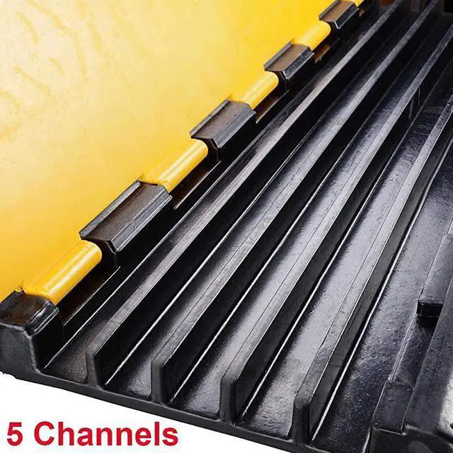 Alt view image 4 of 7 - FOR-5 Channel Rubber Cable Protector Ramp Traffic Speed Bump 18000lbs Capacity Heavy Duty Cable Protective Cover Ramp Driveway Hose Cord Track Protector Wires Concealer wFlipOpen Top Cover