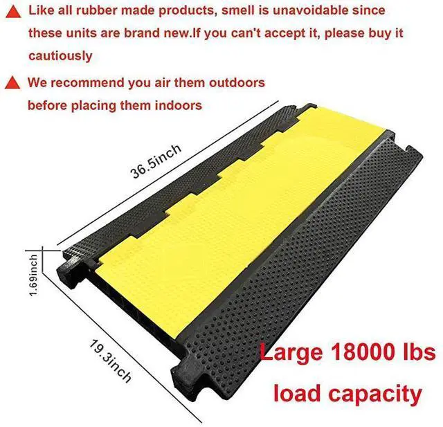 Alt view image 7 of 7 - FOR-5 Channel Rubber Cable Protector Ramp Traffic Speed Bump 18000lbs Capacity Heavy Duty Cable Protective Cover Ramp Driveway Hose Cord Track Protector Wires Concealer wFlipOpen Top Cover