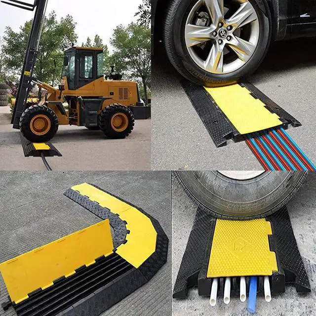Alt view image 6 of 7 - FOR-5 Channel Rubber Cable Protector Ramp Traffic Speed Bump 18000lbs Capacity Heavy Duty Cable Protective Cover Ramp Driveway Hose Cord Track Protector Wires Concealer wFlipOpen Top Cover