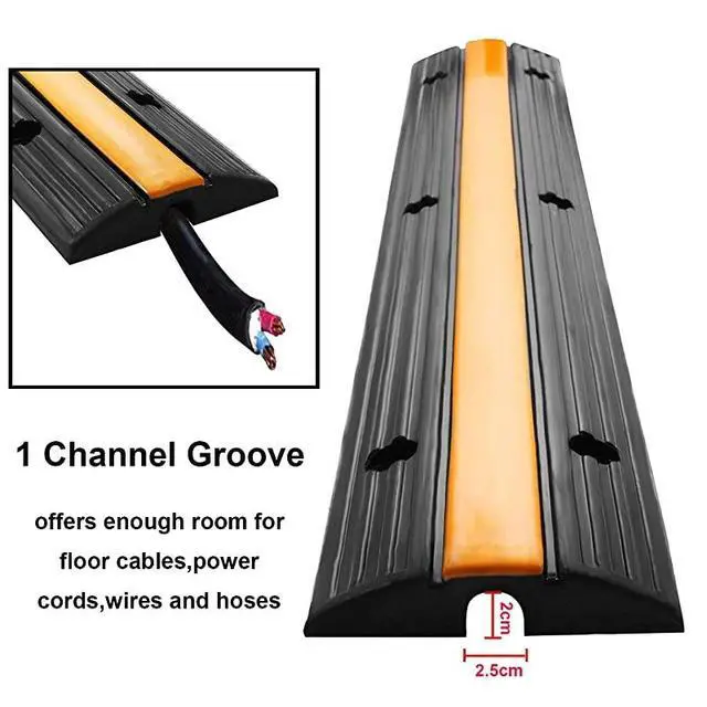 Alt view image 3 of 7 - FOR-4 Pack 1Channel Rubber Cable Protector Ramp Traffic Speed Bump 18000lbs Capacity Heavy Duty Cable Protective Cover Ramp Driveway Hose Cord Track Protector Wires Concealer for Garage Parking
