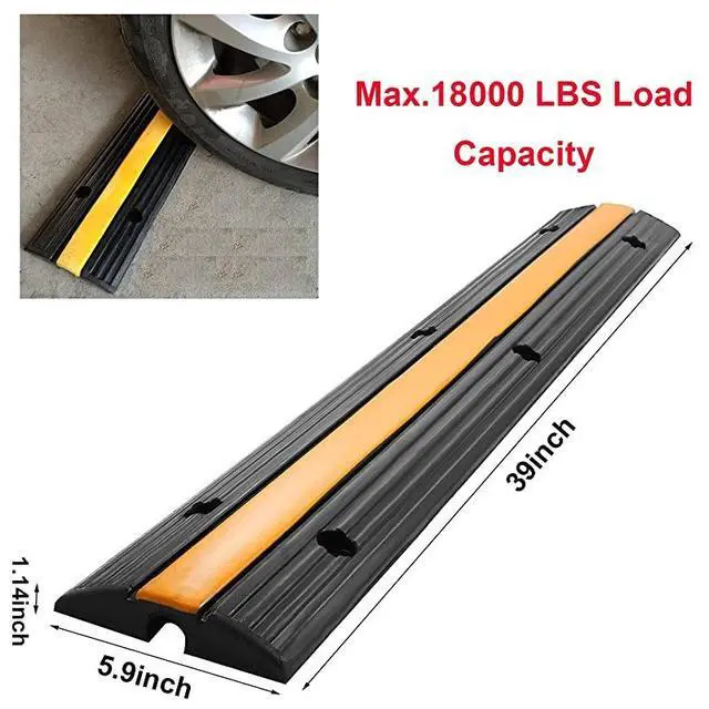 Alt view image 2 of 7 - FOR-4 Pack 1Channel Rubber Cable Protector Ramp Traffic Speed Bump 18000lbs Capacity Heavy Duty Cable Protective Cover Ramp Driveway Hose Cord Track Protector Wires Concealer for Garage Parking
