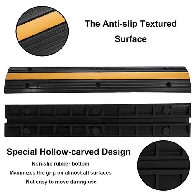 Alt view image 4 of 7 - FOR-4 Pack 1Channel Rubber Cable Protector Ramp Traffic Speed Bump 18000lbs Capacity Heavy Duty Cable Protective Cover Ramp Driveway Hose Cord Track Protector Wires Concealer for Garage Parking