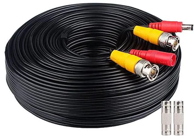 Alt view image 2 of 7 - FOR-4x200ft BNC Cable AllinOne Siamese Video and Power Security Camera Cable Extension Wire Cord with 2 Female Connetors for All Max 5MP HD CCTV DVR Surveillance System 200ft 4pack Cable Black