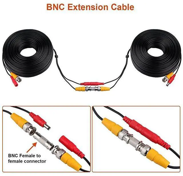 Alt view image 4 of 7 - FOR-4x200ft BNC Cable AllinOne Siamese Video and Power Security Camera Cable Extension Wire Cord with 2 Female Connetors for All Max 5MP HD CCTV DVR Surveillance System 200ft 4pack Cable Black
