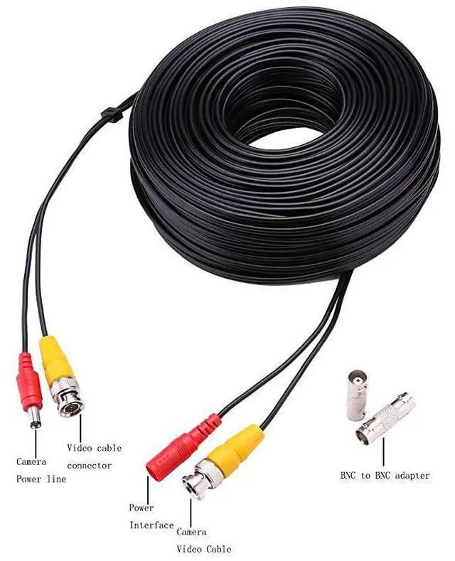 Alt view image 3 of 7 - FOR-4x200ft BNC Cable AllinOne Siamese Video and Power Security Camera Cable Extension Wire Cord with 2 Female Connetors for All Max 5MP HD CCTV DVR Surveillance System 200ft 4pack Cable Black