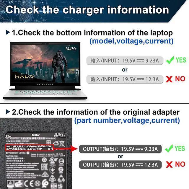 Alt view image 3 of 7 - FOR-180W Tip 7.4mm AC Adapter Charger Compatible with?Original dell Alienware 13 15 17 R1 R2 G3 G5 G7 SeriesPrecision 2320 2350 3579 3379 5587 5590 7510 7588 7710OptiPlex 3011 AIOM4600 M4700 M4800