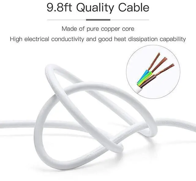 Alt view image 5 of 7 - FOR-10ft Power Strip Tower Wireless Charger Surge Protector Extension Cord 10A 9-Outlet 4.5A 4 USB Electrical Charging Station Universal Socket for Laptop Phone White and Gray