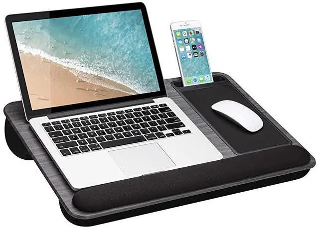Main image of FOR-Home Office Pro Lap Desk with Wrist Rest Mouse Pad and Phone Holder Fits Up to 156 Inch Laptops Gray Woodgrain Style No 91595