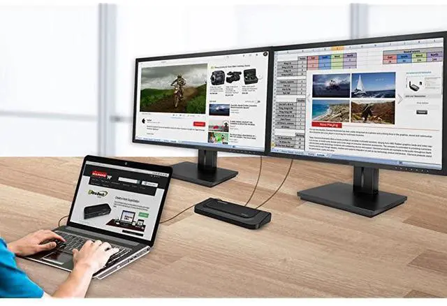 Alt view image 4 of 7 - FOR-Ultra Dock Dual Video USB 3.0/2.0 Universal Docking Station with Gigabit Ethernet, HDMI and DVI Outputs Audio Input and output for Laptop, Ultrabook, Macbook, Windows 10, 8.1, 8, 7, XP