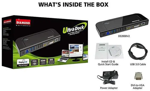 Alt view image 6 of 7 - FOR-Ultra Dock Dual Video USB 3.0/2.0 Universal Docking Station with Gigabit Ethernet, HDMI and DVI Outputs Audio Input and output for Laptop, Ultrabook, Macbook, Windows 10, 8.1, 8, 7, XP