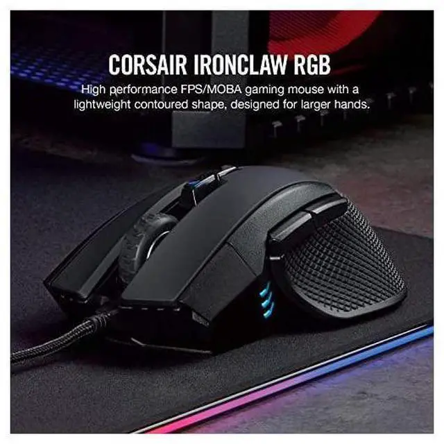 Alt view image 2 of 7 - FOR-Ironclaw RGB FPS and MOBA Gaming Mouse 18000 DPI Optical Sensor Backlit RGB LED Black