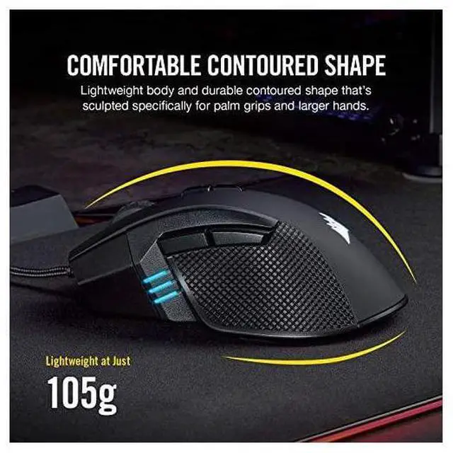 Alt view image 4 of 7 - FOR-Ironclaw RGB FPS and MOBA Gaming Mouse 18000 DPI Optical Sensor Backlit RGB LED Black