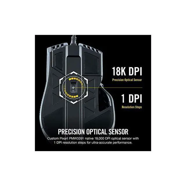 Alt view image 3 of 7 - FOR-Ironclaw RGB FPS and MOBA Gaming Mouse 18000 DPI Optical Sensor Backlit RGB LED Black