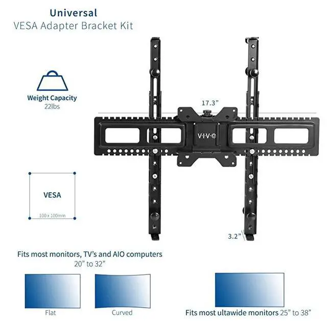 Alt view image 4 of 7 - FOR-Universal Adapter VESA Mount Kit for 20 to 32 inch Flat and Curved Monitor Screens 100x100mm Mounting Bracket Black MOUNTUVM01