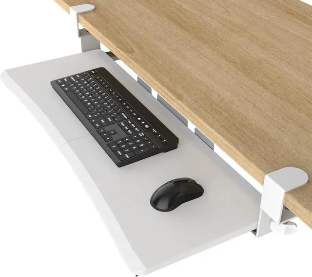 Main image of FOR-with Sturdy C-Clip Mount System, 31.5" (35.8" Including Clamps) x 11.8" Put-Out Keyboard Tray Computer Drawer , White