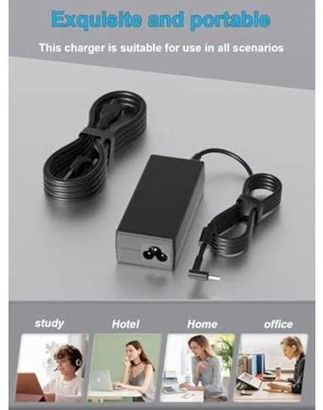 Alt view image 7 of 7 - 65W AC Charger Fit for HP EliteBook x360 830 820 835 840 840r 845 846r 846 848 850 855 755 745 735 725 655 650 645 640 630 1040 G3 G4 G5 G6 G7 G8 G9 G10 Folio 1020 1030 G1 1040 G1 G2 Laptop