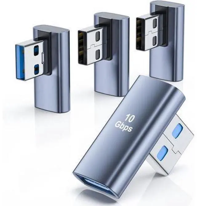 Main image of 4 Pack USB 3.1 90 Degree Adapter 2*Left Angle&2*Right Angle USB A Male to Female Adapter for PC Laptop USB A Car Charger Power Bank and Most USB Devices