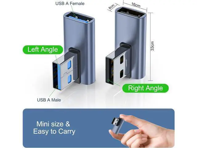 Alt view image 2 of 7 - 4 Pack USB 3.1 90 Degree Adapter 2*Left Angle&2*Right Angle USB A Male to Female Adapter for PC Laptop USB A Car Charger Power Bank and Most USB Devices