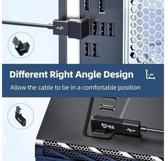Alt view image 5 of 7 - 6 Pack 180 Degree & 90 Degree USB 3.1 Adapter Left and Right Angle USB A Male to Female Extender Connector for PC Laptop USB A Car Charger Surface Pro 7+ Raspberry Pi and More