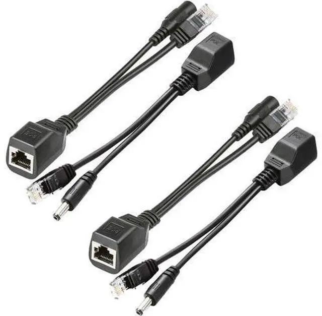 Main image of Passive PoE Injector and Splitter Power Over Ethernet Kit with 5.5x2.1 mm DC Plug for IP Security Camera- 2 Pairs
