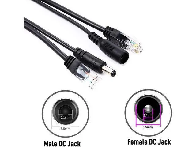 Alt view image 2 of 5 - Passive PoE Injector and Splitter Power Over Ethernet Kit with 5.5x2.1 mm DC Plug for IP Security Camera- 2 Pairs