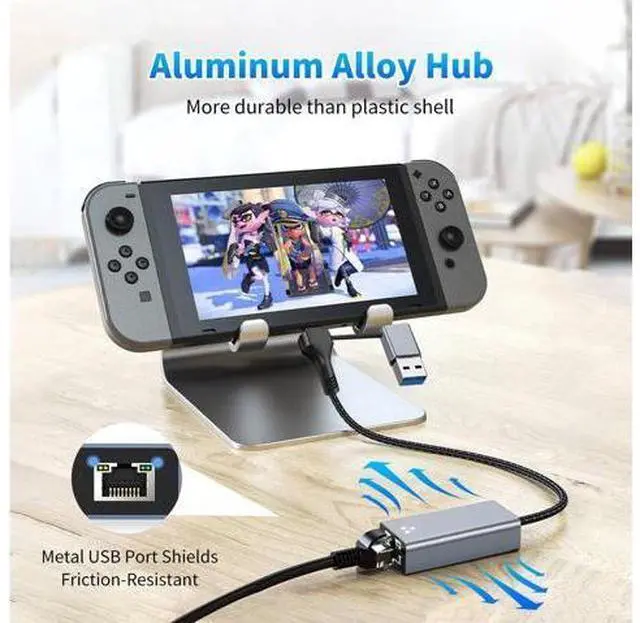 Alt view image 5 of 7 - 2-in-1 USB C to Ethernet Adapter2.5Gbps with USB A 3.0 Port Gigabit RJ45 Converter Plug & Play 1Gbps Wired Internet + 5Gbps Data Transfer Compatible with MacBook iPad Pro Windows