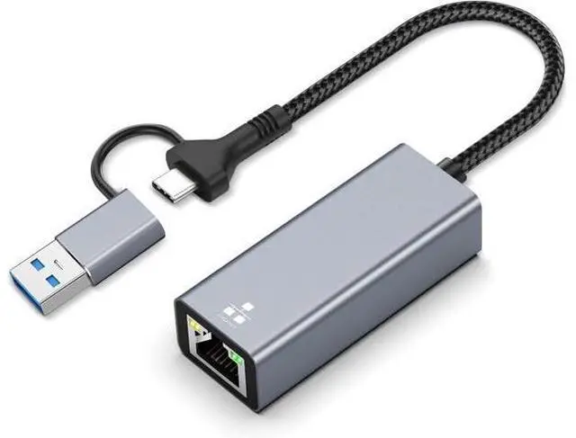 Main image of 2-in-1 USB C to Ethernet Adapter2.5Gbps with USB A 3.0 Port Gigabit RJ45 Converter Plug & Play 1Gbps Wired Internet + 5Gbps Data Transfer Compatible with MacBook iPad Pro Windows