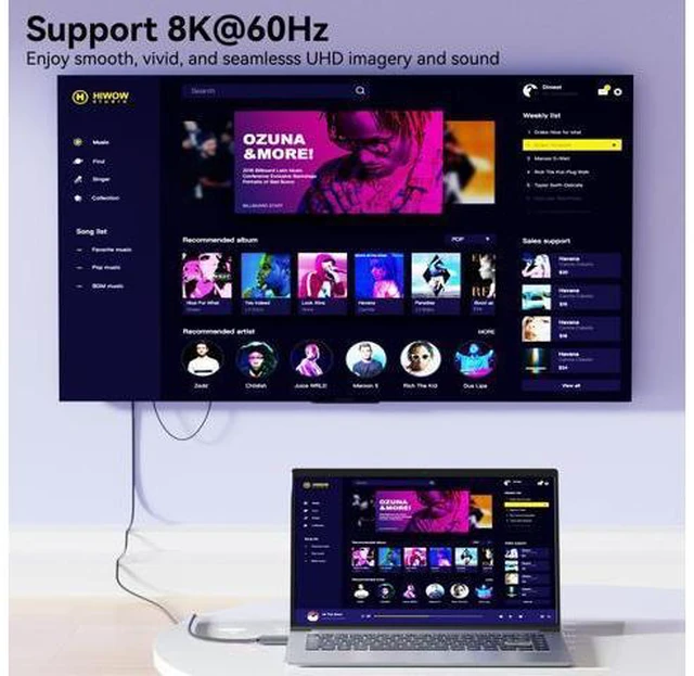 Alt view image 4 of 7 - DisplayPort 1.4 to HDMI 2.1 6 feet Cable 8K@60Hz 4K@240Hz/165Hz/144Hz/120Hz Unidirectional DP (Source) to HDMI (Display) with USB 5V/1A Power Supply Support HDR/DSC/HDCP 2.3 for AMD NVIDIA PC
