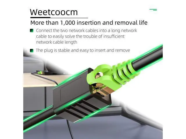 Alt view image 4 of 5 - Weetcoocm Ethernet Extension Cable 50ft, Network Cat6a Extension Patch Cable RJ45 Cords Shielded Male to Female Connector (50FT)