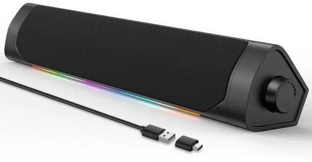 Main image of USB Computer Speakers for Desktop Pc,Bluetooth PC Speakers with Headphone Output,2 Ways Connect USB Powered Wired Speakers for Windows,Linux,Mac Air/Pro Phones(USB-C to USB Adapter Included)