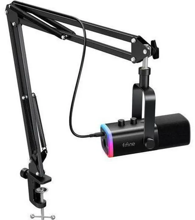 Main image of FIFINE XLR/USB Gaming Microphone Set, Dynamic PC Mic for Streaming Podcasting, Computer RGB Mic Kit with Boom Arm Stand, Mute Button, Headphones Jack, for Recording Vocal Voice-Over-AmpliGame AM8T