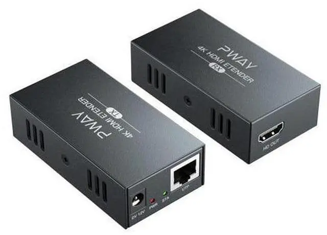 Main image of PWAYTEK 4K HDMI Over Ethernet Cat5e/6 Extender, Extend 4K@30Hz/1080P Upto 328Ft, Lossless Audio Video, Support POC/EDID