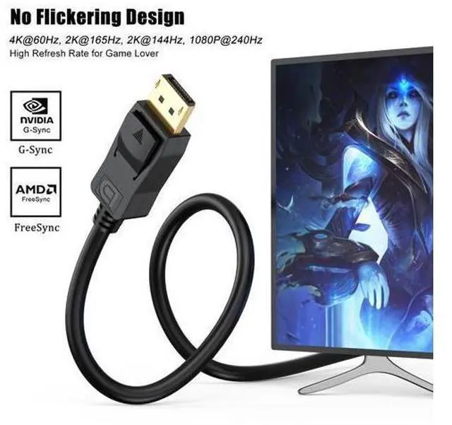 Alt view image 4 of 5 - UVOOI 4K DisplayPort Cable 3FT 10-Pack, Display Port to Display Port Cable for Monitor DP to DP Cable Male to Male Adapter 4K@60Hz, 2K@144Hz, 1080P