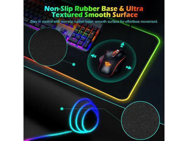 Alt view image 3 of 5 - RGB Gaming Mouse Pad with 15W Wireless Charging, LED Mouse Mat with 13 Light Modes, XXL Extra Large Mousepad 800x300x4mm Non-Slip Rubber Base, Waterproof Computer Pad for Home Office Gaming Desk Decor